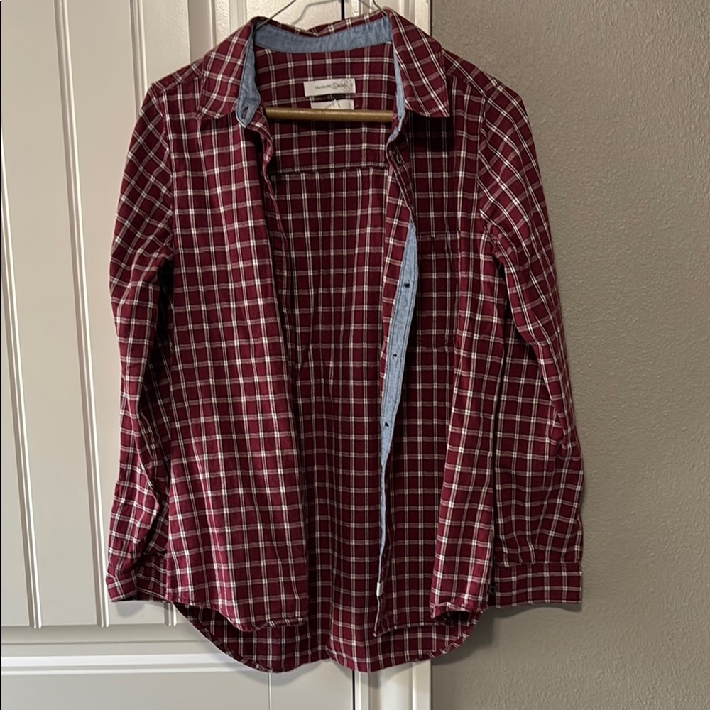 Treasure & bond Red Plaid Button-Up Shirt